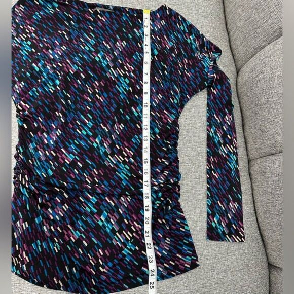 Vince Camuto Long Sleeve Multicolor Printed Retro Top Sz Small - Picture 8 of 10